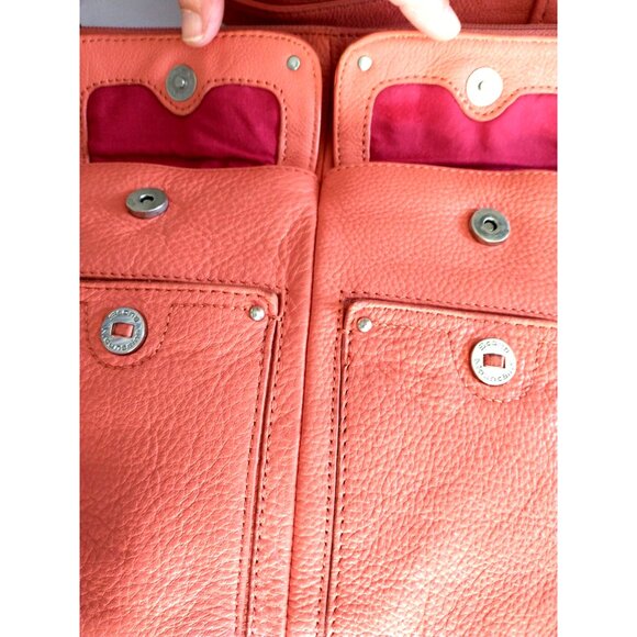 Stone Mountain Purse Coral/Orange Leather Shoulder Bag Adjustable Strap - Med - Picture 4 of 16